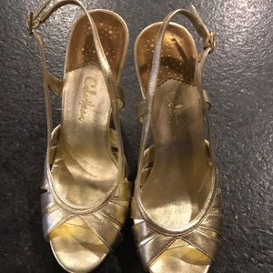 Gold Colehaan Heel Sandals